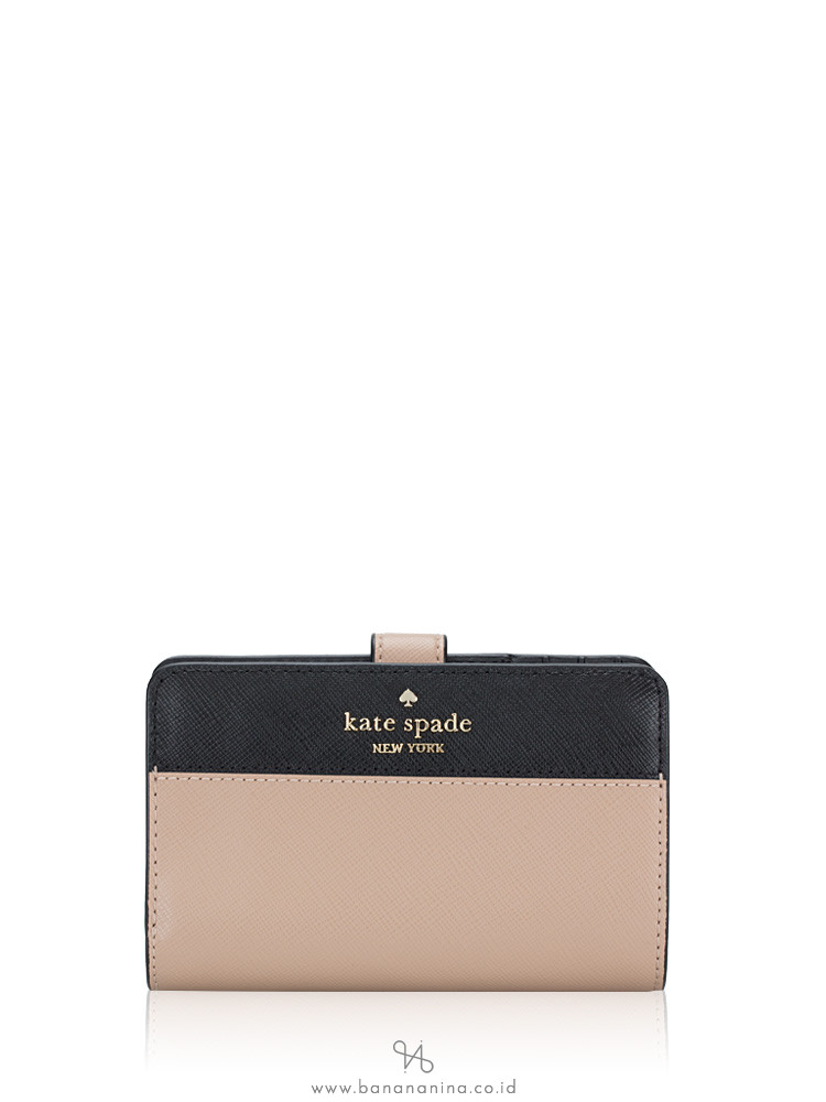 Kate Spade Madison Colorblock Medium Compact Bifold Wallet Toasted Hazelnut