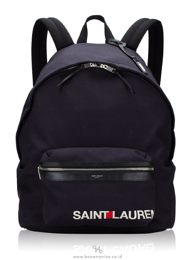 Saint Laurent Archive Logo Canvas City Backpack Black