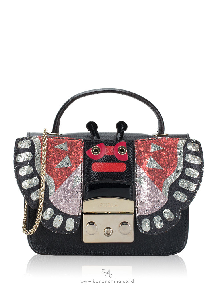 Furla Metropolis Doodle Mini Top Handle Bag Black Ruby