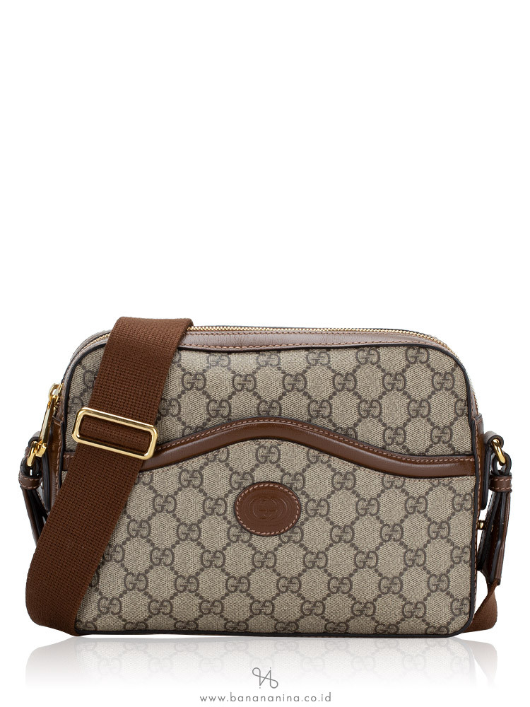 Gucci GG Supreme Interlocking G Camera Bag Beige Ebony