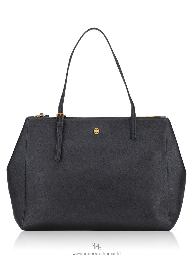 Tory Burch Emerson Large Double Zip Tote Black