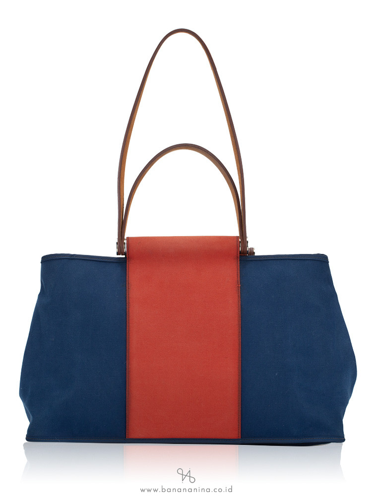 Hermes Toile Cabag Elan 39 Navy Orange