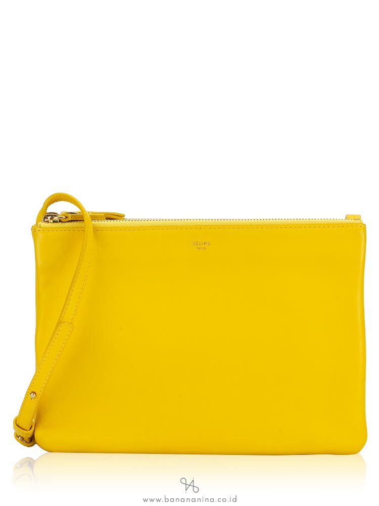 Celine Lambskin Large Trio Crossbody Sun Yellow