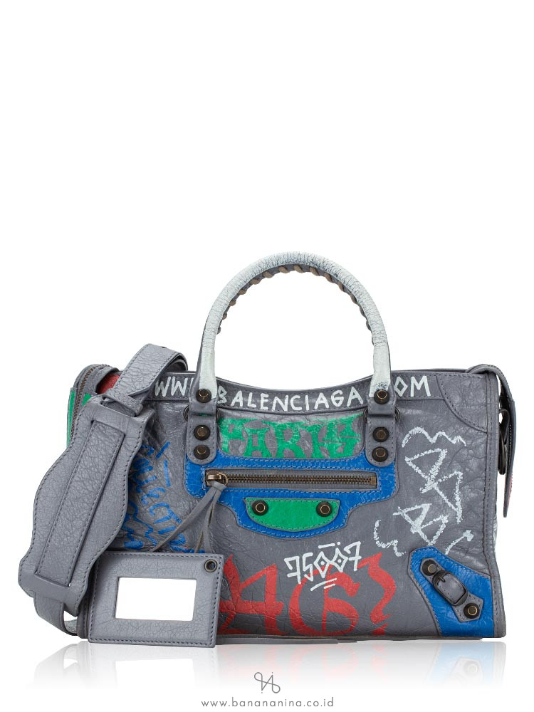 Balenciaga grey on sale graffiti bag