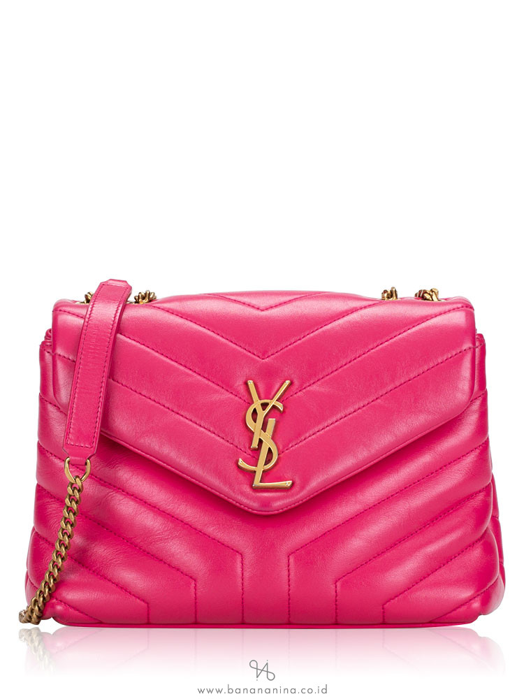 Saint Laurent Calfskin Y Quilted Monogram Loulou Small Shoulder Bag Freesia