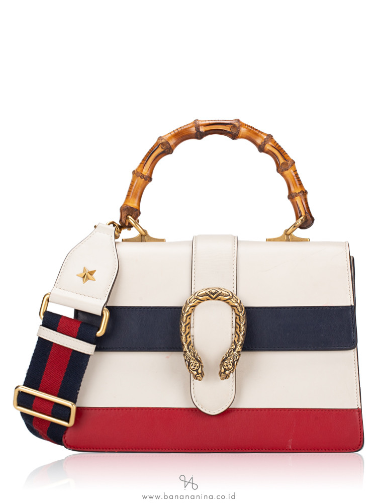 Gucci Bamboo Web Dionysus Medium Top Handle Bag White Blue