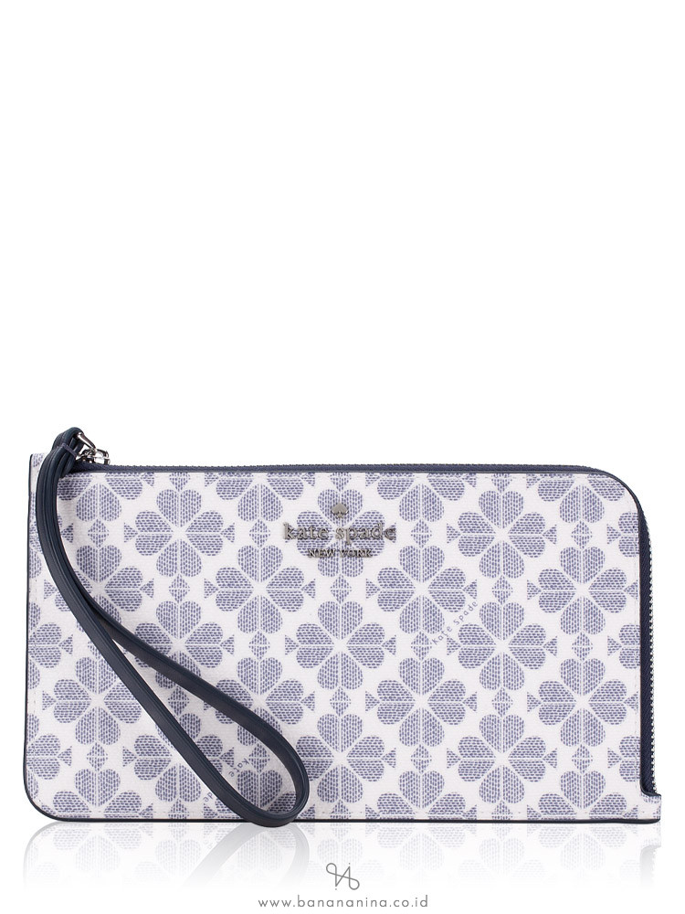 Kate Spade Lucy Spade Flower Medium LZip Wristlet Navy Multi