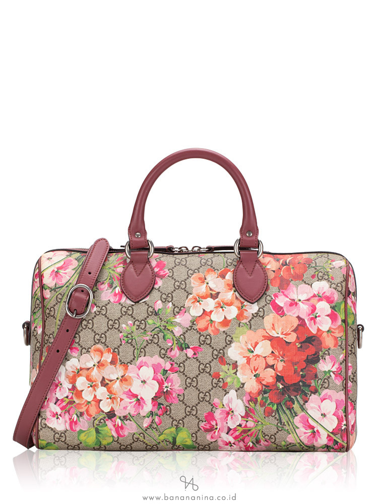 Gucci blooms gg supreme boston bag clearance