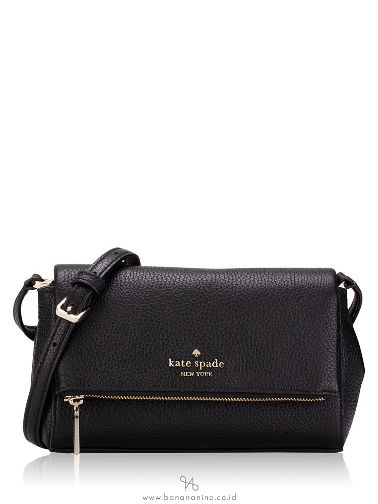 Kate Spade Leila Leather Mini Flap Zip Crossbody Black