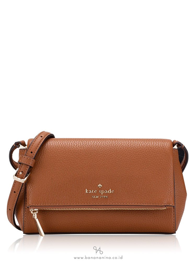 Kate Spade Leila Leather Mini Flap Zip Crossbody Warm Gingerbread