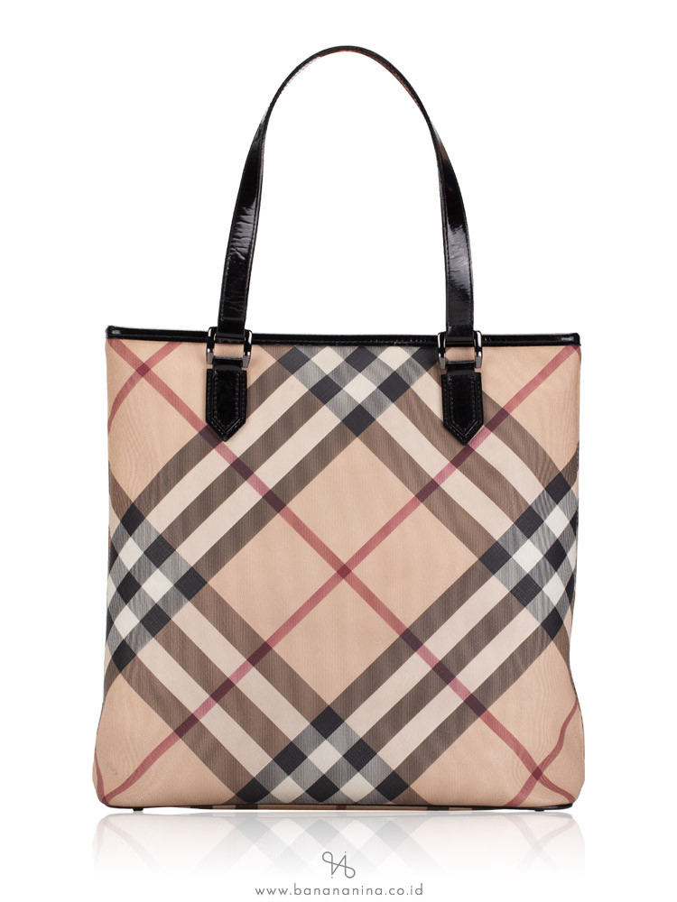 Burberry Supernova Check Tote Beige Black