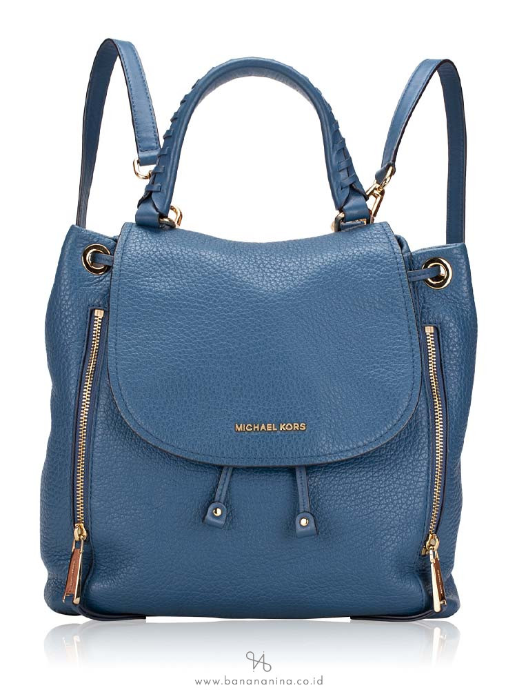 Michael Kors Viv Leather Large Backpack Dark Chambray