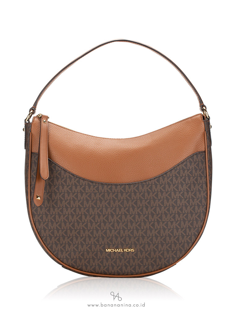 Michael kors brown pvc monogram convertible shoulder bag clearance