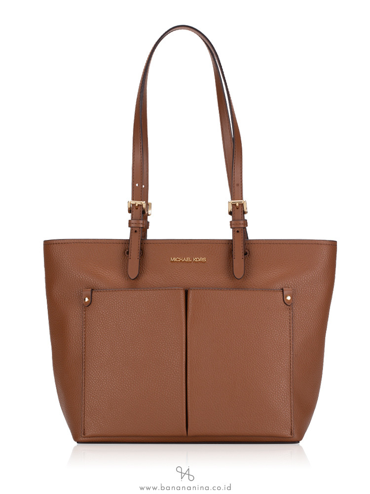 Michael Kors Jet Set Travel Leather Medium Double Pocket Tote Luggage