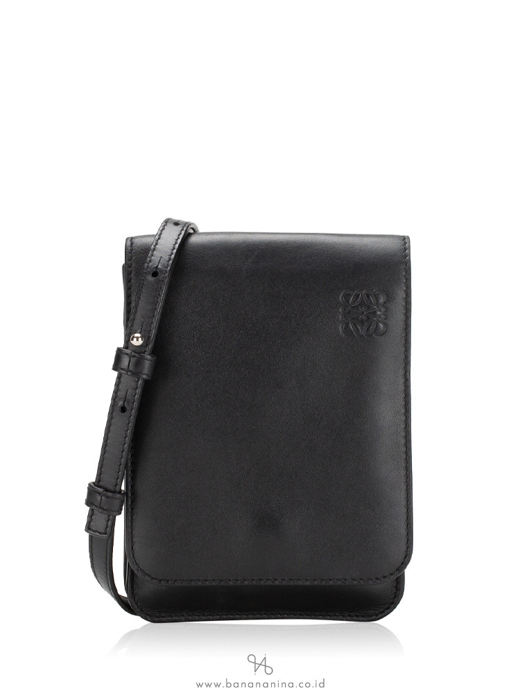 Loewe Smooth Calfskin Gusset Flat Crossbody Black