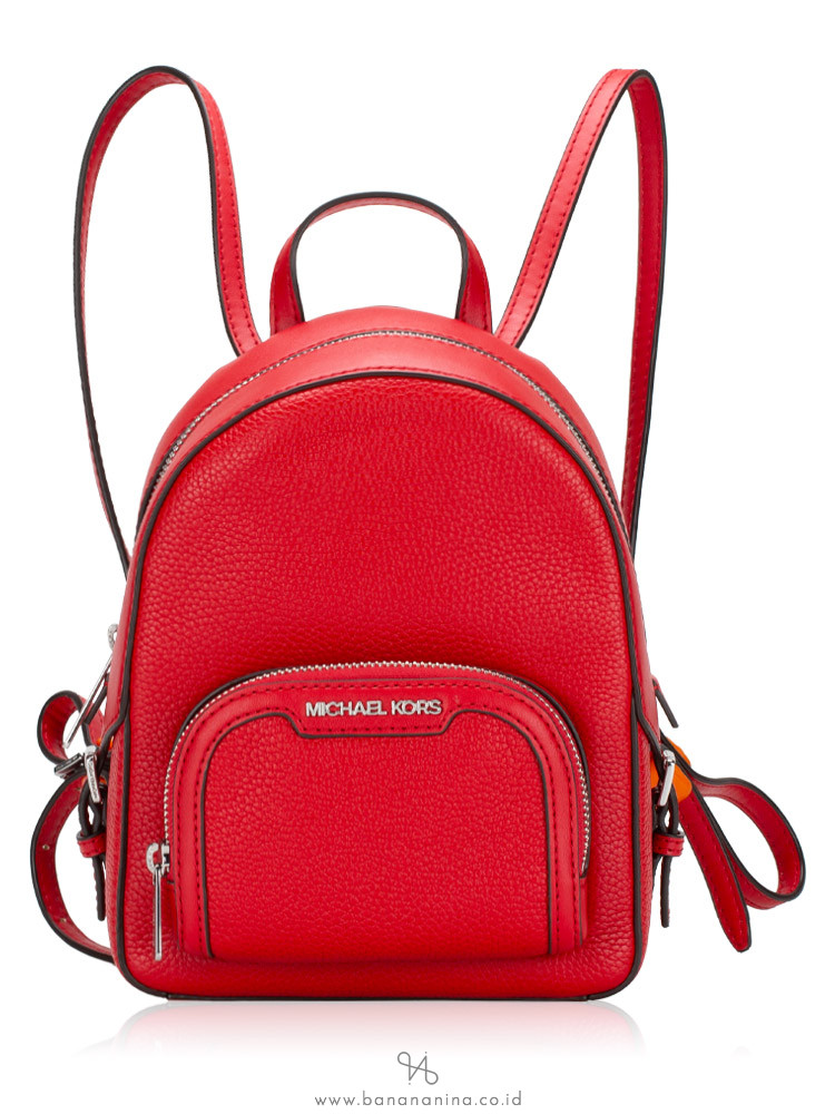 Michael Kors Jaycee Leather Xs Convertible Zip Pocket Backpack Bright Red