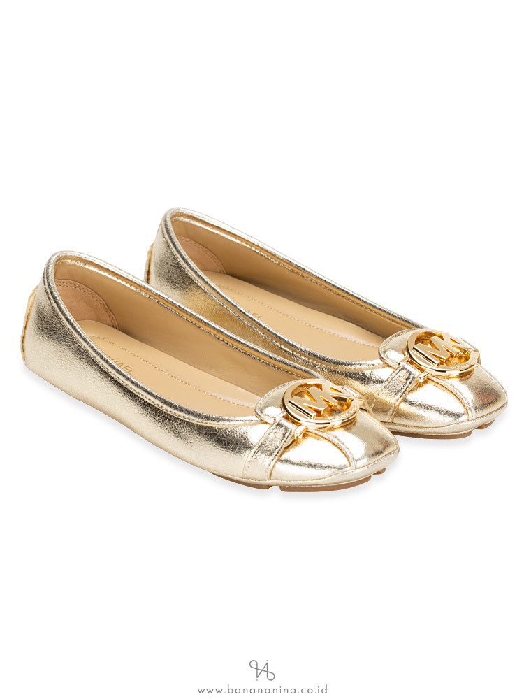 Michael Kors Fulton Metallic Leather Moccasin Pale Gold Sz 5.5