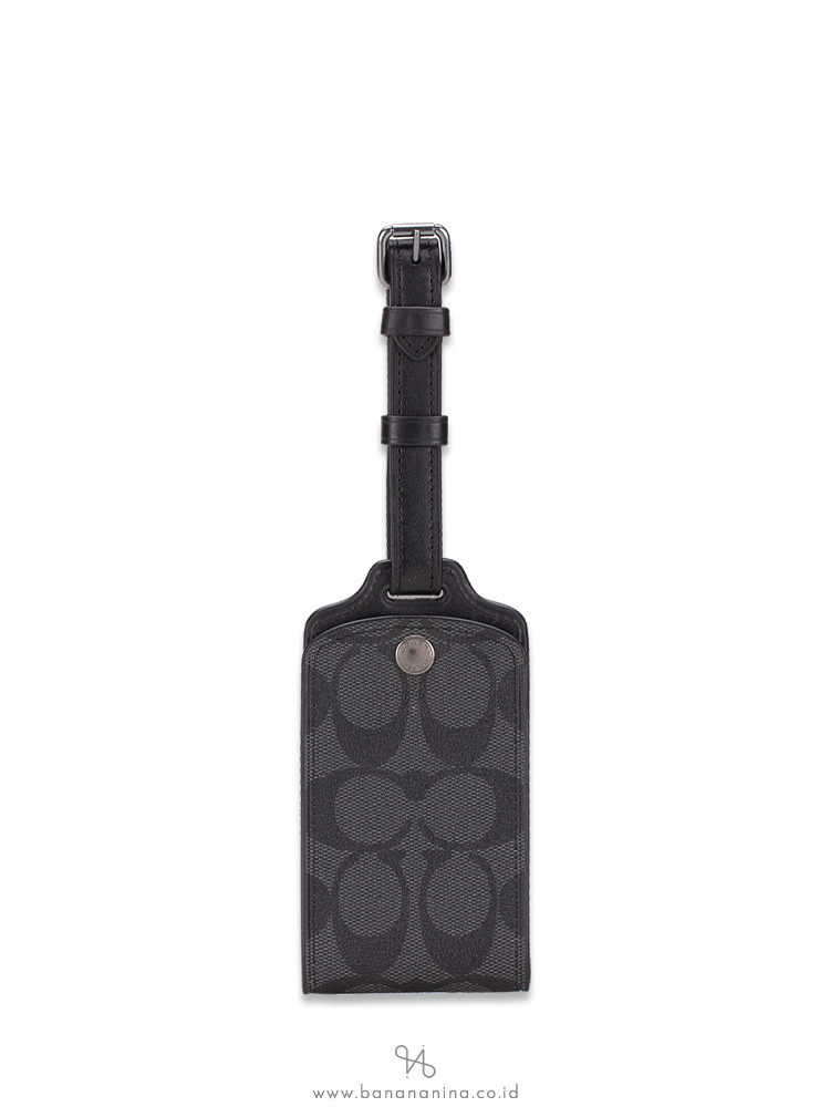 Coach C1614 Signature Luggage Tag Charcoal