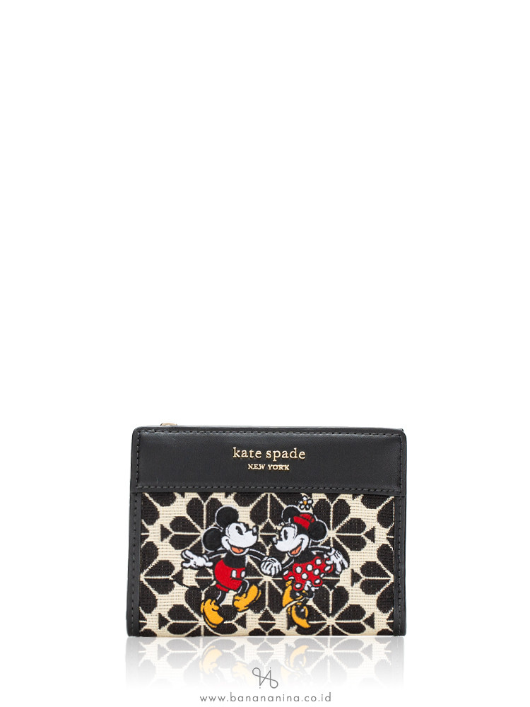 Kate Spade X Disney Mickey Minnie Jacquard Wallet Cream Multi
