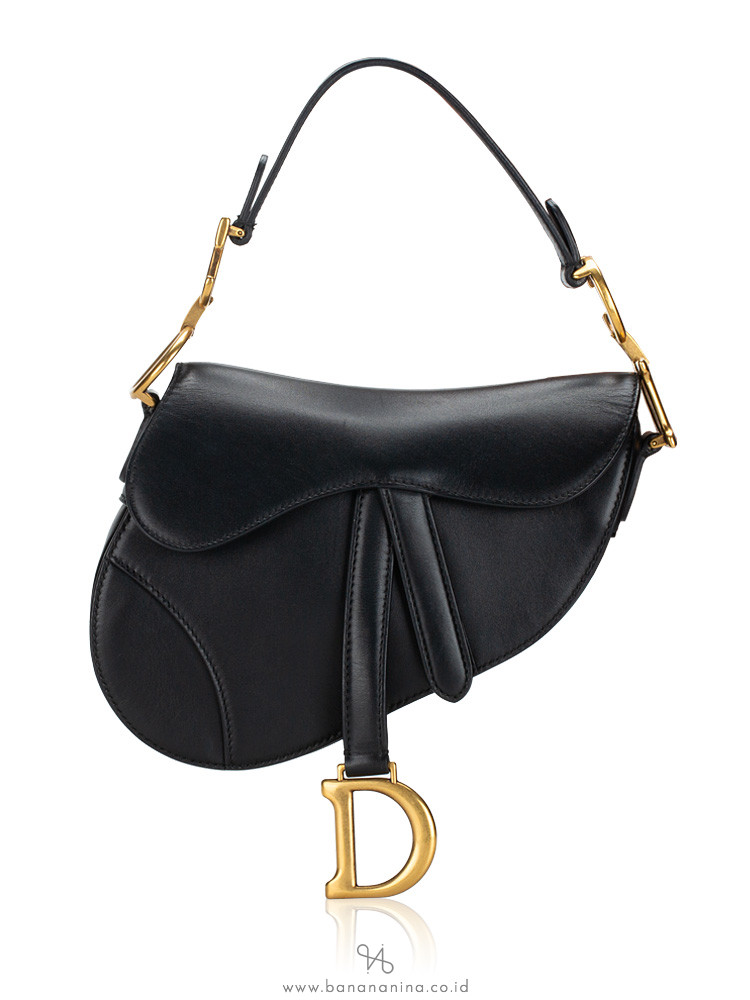 Christian Dior Calfskin Mini Saddle Bag Black