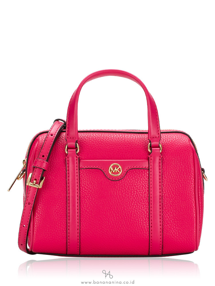 Michael Kors Travel Leather Small Duffle Crossbody Electric Pink