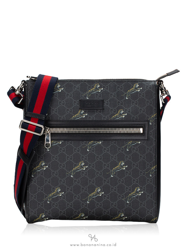 Gucci GG Supreme Tigers Web Messenger Bag Black Multicolor