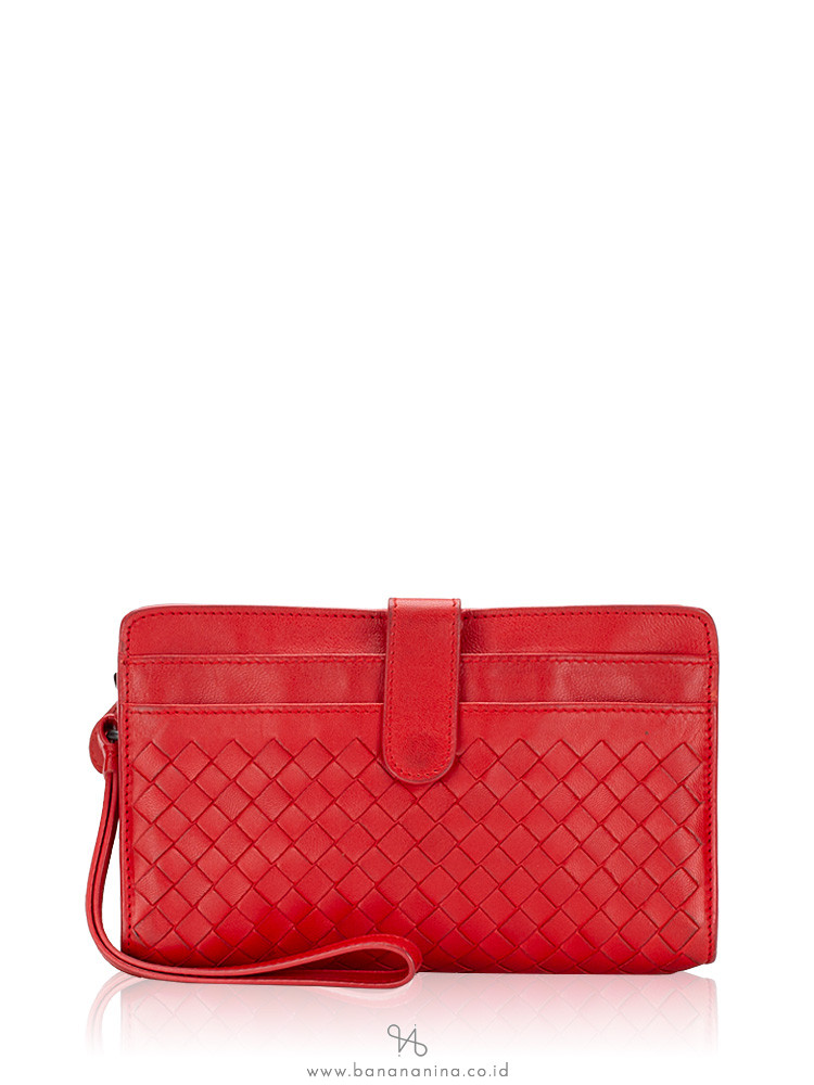 Bottega Veneta Nappa Intrecciato Continental Snap Wallet Red