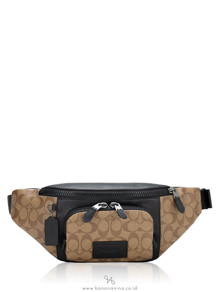 Coach Men C3765 Signature Track Belt Bag Khaki Black