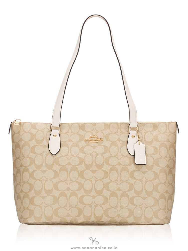 Coach CS187 Signature Gallery Tote Light Khaki Chalk