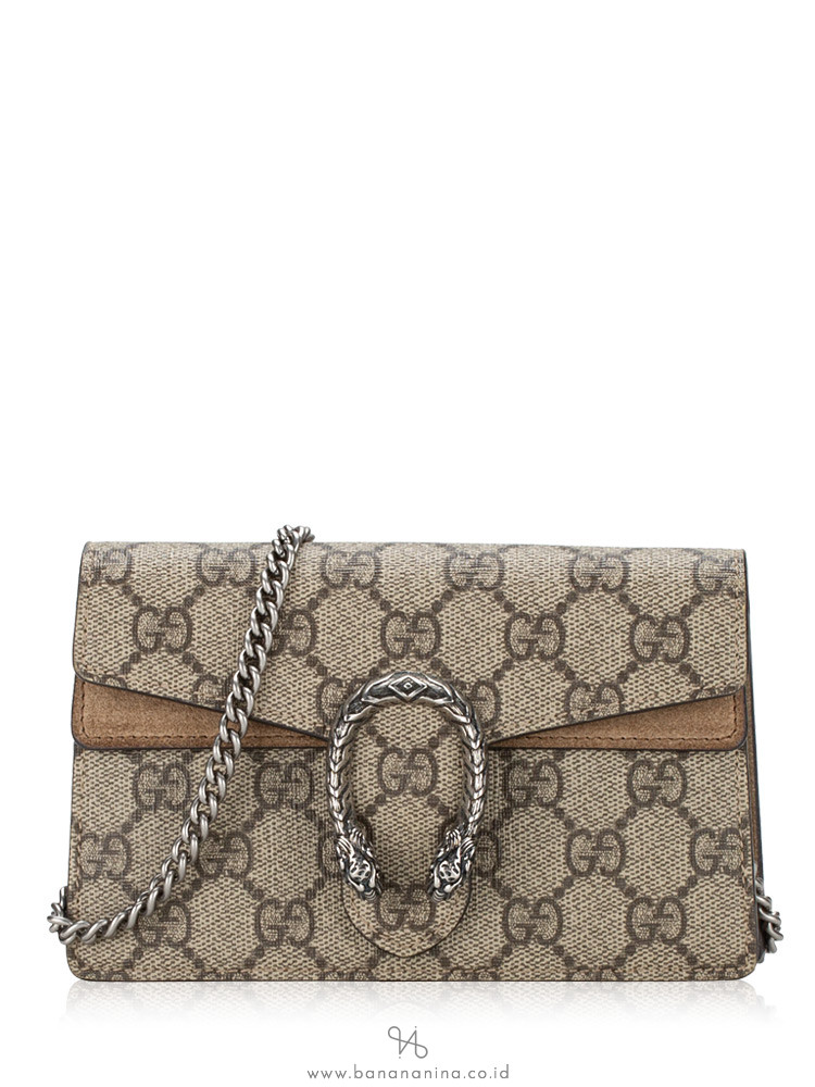 Gucci GG Supreme Dionysus Super Mini Flap Shoulder Bag Taupe