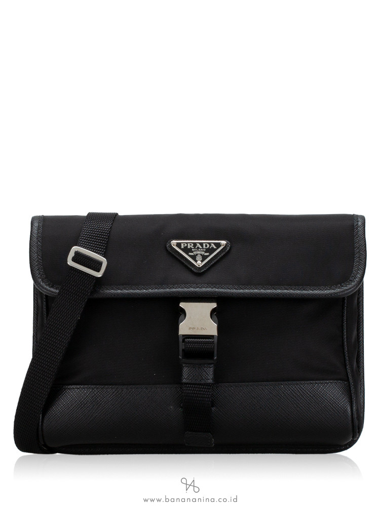 Prada Re Nylon Saffiano Phone Crossbody Nero