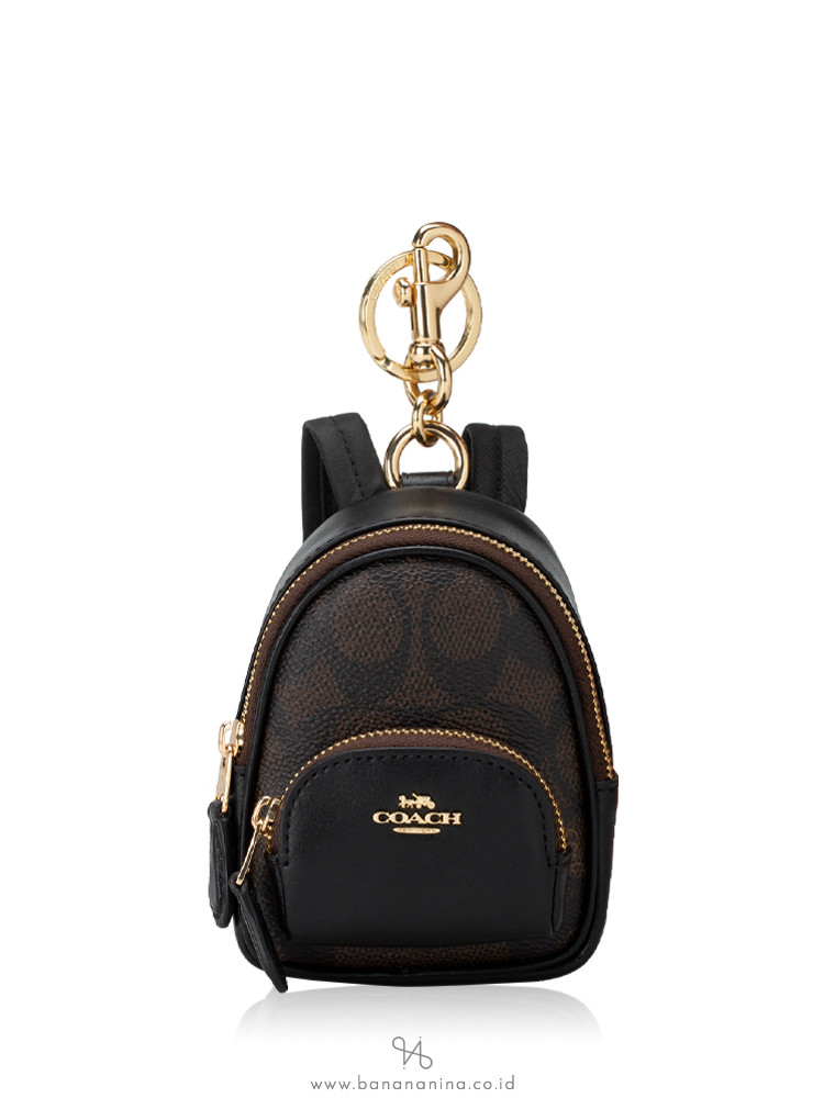 Coach CX066 Signature Court Mini Backpack Charm Brown Black