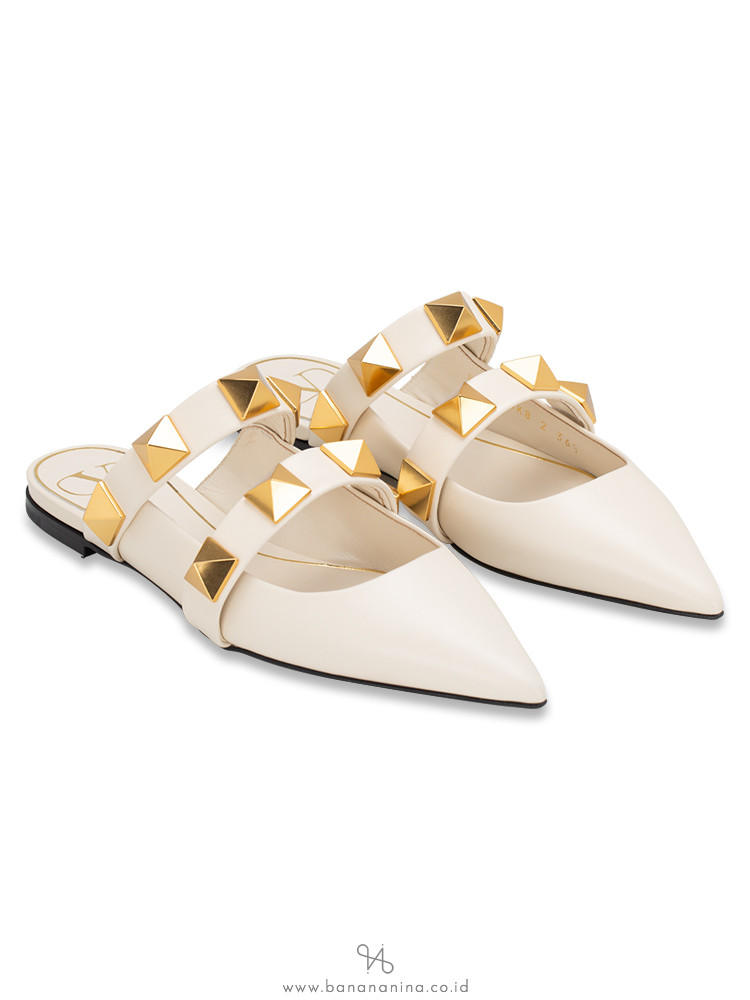 roman stud flat mule in calfskin