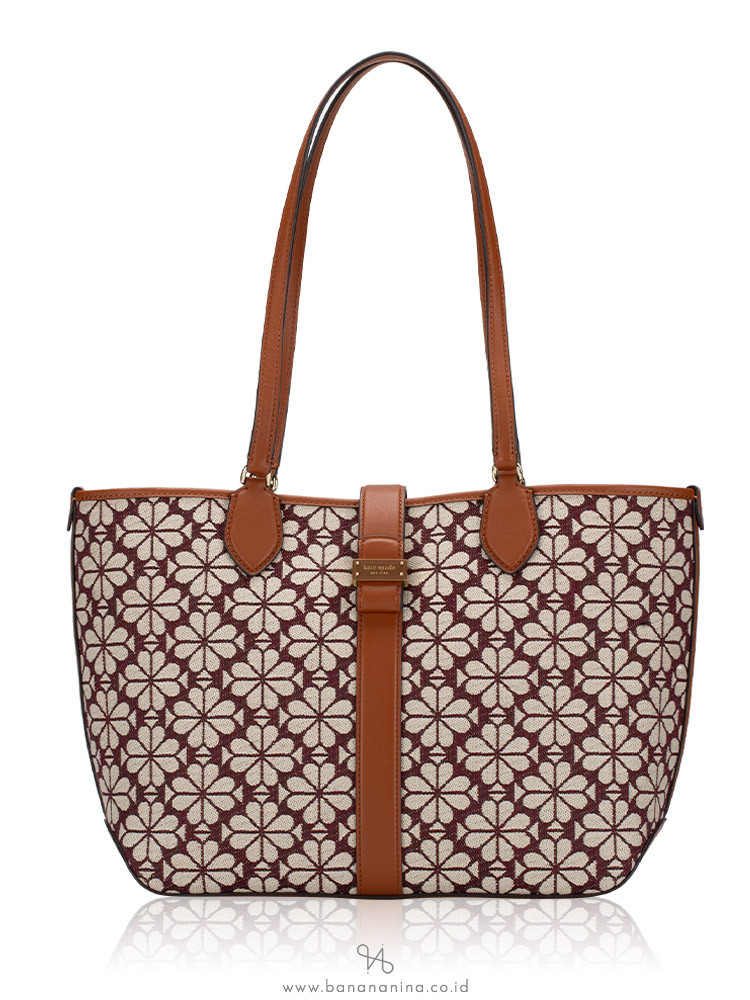 Kate Spade Spade Flower Jacquard Medium Open Tote Burgundy Multi