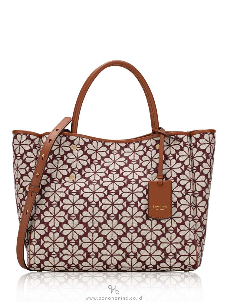 Kate Spade Spade Flower Jacquard Everything Medium Tote Burgundy Multi
