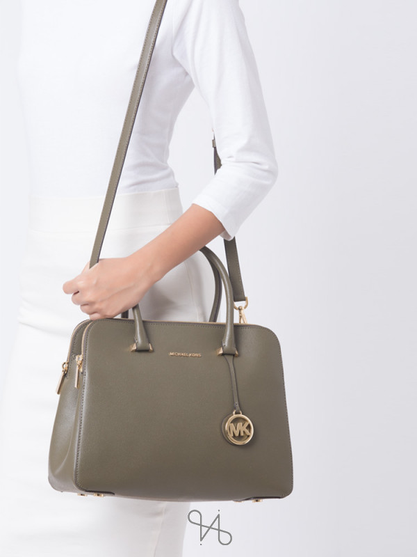 michael michael kors houston double zip crossgrain leather satchel