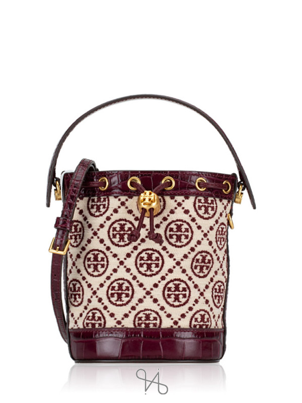 t monogram chenille mini bucket bag